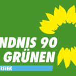 Logo von BÜNDNIS/DIE GRÜNEN Ortsgruppe Kölln-Reisiek mit Sonnenblume und grünem Hintergrund